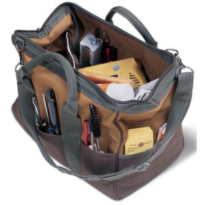 Bucket Boss GateMouth Tool Bag, 7"L x 9"H x 12"W, Brown/Green, 1/Each