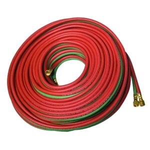 Grade R Twin-Line Welding Hose, 1/4 in x 100 ft, BB Fittings, Acetylene and Oxygen
