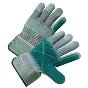 Leather Palm Glove,Canvas Back; Premium Select Shoulder Leather; Split Cowhide, Large,Pearl Gray
