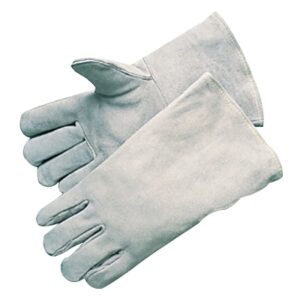 Economy Welding Gloves, Economy Shoulder Leather, Large, Gray, 4 in Gauntlet, Full Sock Lining