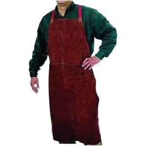 Premium Side Split Cowhide Leather Bib Apron, 24 in W x 42 in L, Lava Brown