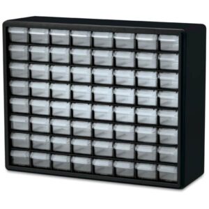 Akro-Mils Plastic Storage Cabinet, 64 Drawer (Small), Black, 1/Each