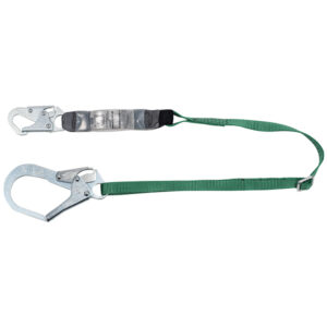 MSA V-Series Standard Energy Absorbing Lanyard, Single Leg w/ 36CL Large Snap Hooks, 6'', Green, 1/Each