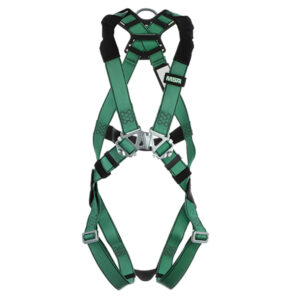 MSA V-Form Safety Harness w/ Back D-Ring, Qwik Fit Leg Straps, X-Large, Green,