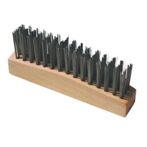 Chipping Hammer Brush, 4-5/8 in L, 3 X 15 Rows, Carbon Steel Bristles, Straight Wood Handle