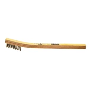 Inspection Brushes, 3 x 7 Rows, Stainless Steel Wire, Bent Wood Handle