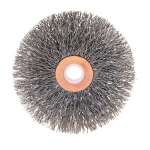 Stainless/Aluminum Small Crimped Wheel Brushes, 3 x 5/8, 0.014, 1/2 - 3/8"