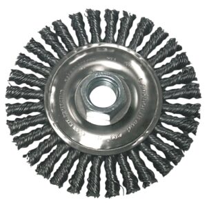 Stringer Bead Wheel Brush, 6 in D x 3/6 in W, 0.02 in, Carbon Steel