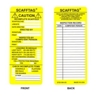 Brady Scafftag Caution Inserts, 7 5/8" x 3 1/4", Yellow, 100/Pkg