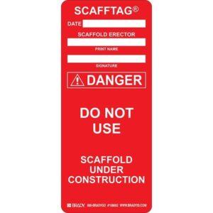 Brady Scafftag Danger Inserts, 7 5/8" x 3 1/4", Red, 100/Pkg