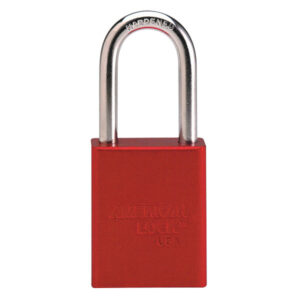 American Lock 1100 Series Anodized Aluminum Safety Padlock, 1 1/2" Shackle, Red, 1/Each