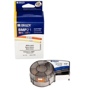 Brady BMP 21 Mobile Printer Wire & Cable Labels, 1/2" x 16'', Black/White, 1/Roll