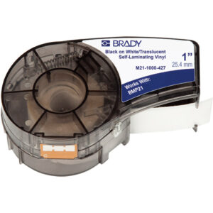 Brady BMP 21 Series Self-Laminating Vinyl Wire & Cable Markers, 1" x 14'', Black/White, 1/Roll