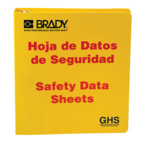 Brady GHS Standard SDS Binder, 1 1/2" Rings, Bilingual, Red/Yellow, 1/Each
