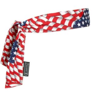 Ergodyne Chill-Its 6700 Cooling Bandana, Polymer Crystals, Tie Closure, Stars & Stripes, 1/Each