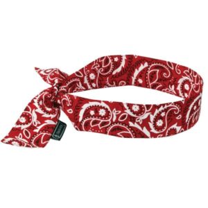 Ergodyne Chill-Its 6700 Cooling Bandana, Polymer Crystals, Tie Closure, Red Western, 1/Each