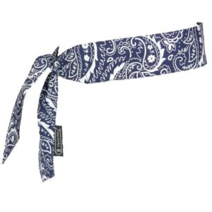Ergodyne Chill-Its 6700 Cooling Bandana, Polymer Crystals, Tie Closure, Navy Western, 1/Each
