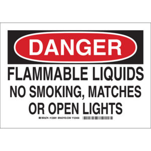 Brady "Danger Flammable Liquids..." Plastic Safety Sign, 1/Each
