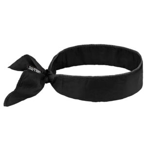 Ergodyne Chill-Its 6702 Cooling Bandana, Tie Closure, Polymer Embedded (No Slime), Black, 1/Each