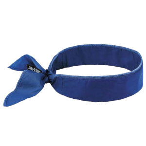 Ergodyne Chill-Its 6702 Cooling Bandana, Tie Closure, Polymer Embedded (No Slime), Blue, 1/Each