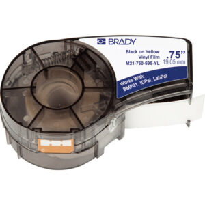 Brady BMP 21 Mobile Printer Indoor/Outdoor Vinyl Labels, 3/4" x 21'', Black/Yellow, 1/Roll
