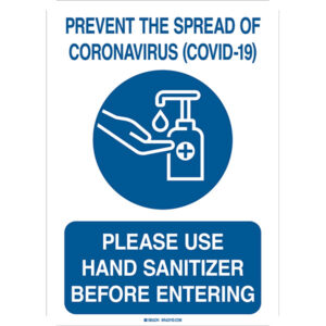Brady "Prevent the Spread of Coronavirus (COVID-19)..." Sign, Aluminum, 10" x 7", Blue/White, 1/Each