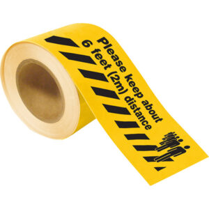 Brady "Please Keep About 6 Feet (2m) Distance" ToughStripe Floor Tape