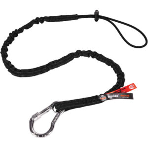 Ergodyne Squids 3100 Tool Lanyard, Single Alum Carabiner, Extended, 10 lb, Black, 1/Each