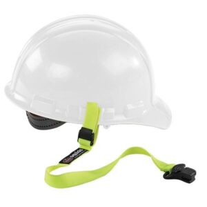 Ergodyne Squids 3155 Hard Hat Elastic Lanyard, Clamp, Hi-Vis Lime, 1/Each