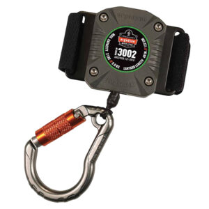Ergodyne Squids 3002 Retractable Tool Lanyard w/ Belt Loop & Locking Carabiner, 6"–48", Gray, 1/Each