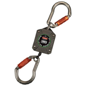 Ergodyne Squids 3003 Retractable Tool Lanyard w/ Dual Locking Carabiners w/ Swiveling Anchor End, 8"–48", Gray, 1/Each