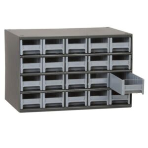 Akro-Mils 19-Series Heavy-Duty Steel Storage Cabinet, 20 Drawer (Drawer Dimensions: 2 1/16"H x 3 3/16"W x 10 9/16"D), Gray, 1/Each