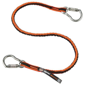 Ergodyne Squids 3111F(x) Tool Lanyard w/ Dual Stainless Steel Auto-Locking Carabiners, Orange/Gray, 1/Each