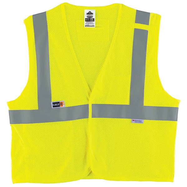 Ergodyne Glowear 8260FRHL Type R Class 2 FR Modacrylic Vest, Large/X-Large, Lime,