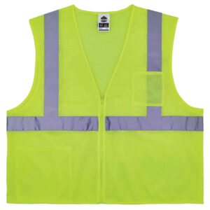 Ergodyne GloWear 8256Z CLASS 2 SELF-EXTINGUISHING HI-VIS SAFETY VEST, , LIME,