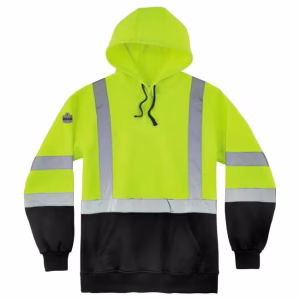 ERGODYNE GLOWEAR 8373 HI-VIS HOODED SWEATSHIRT, TYPE R, CLASS 3, , LIME,