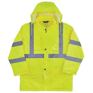 ERGODYNE GLOWEAR 8366 LIGHTWEIGHT HI-VIS CLASS 3 RAIN JACKET, TYPE R, , LIME, 1/EACH