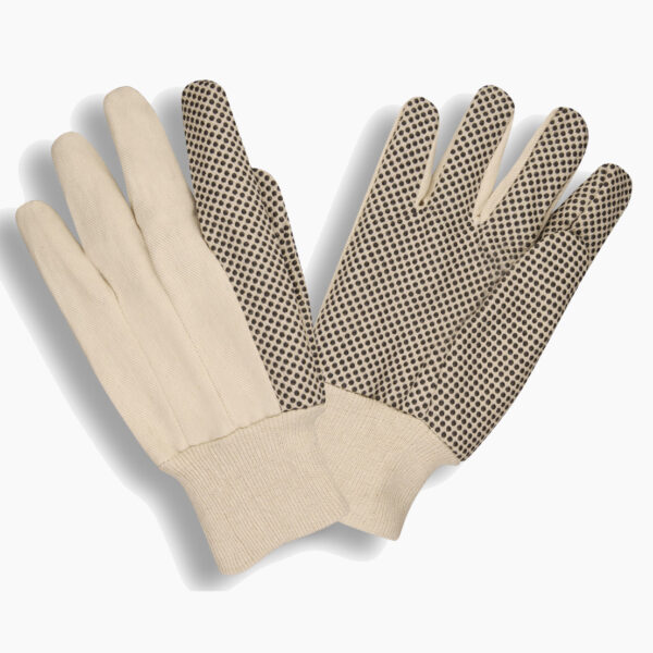 MEDIUM WEIGHT, COTTON CANVAS, BLACK PVC DOTS, KNIT WRIST