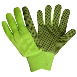 HI-VIS LIME CANVAS, BLACK PVC DOTS, LIME KNIT WRIST