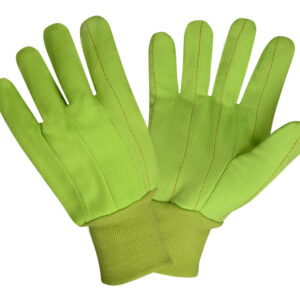 HI-VIS LIME DOUBLE PALM, POLYESTER/COTTON CORDED CANVAS, LIME KNIT WRIST