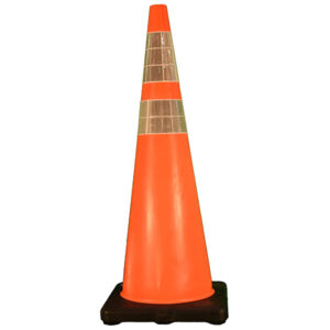 Cortina DW Series Traffic Cone, 36" w/ 4" & 6" Reflective Collars, 10 lb, Orange/Black, 1/Each