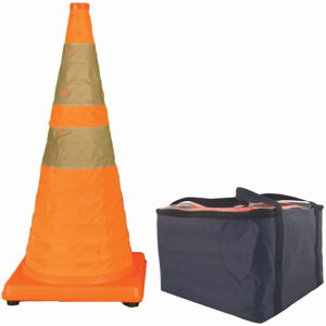 Cortina Pack & Pop Collapsible Cones w/ Light & Feet, 28", Orange, 5/Pkg