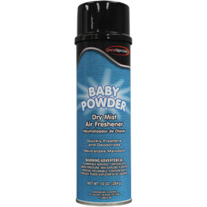 QuestSpecialty Dry Mist Air Freshener, Baby Powder, 10 oz Aerosol, 12/Case