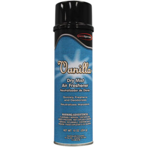 QuestSpecialty Dry Mist Air Freshener, Vanilla, 10 oz Aerosol, 12/Case