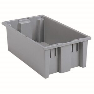 Akro-Mils Nest & Stack Tote, 18"L x 6"H x 11"W, Gray, 1/Each