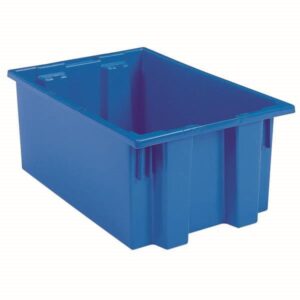 Akro-Mils Nest & Stack Tote, 19 1/2"L x 10"H x 15 1/2"W, Blue, 1/Each