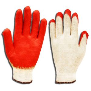 Economy Weight Natural Polyester, Cotton Work Gloves with Red Smooth Latex Palm Coating,