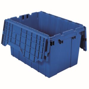 Akro-Mils Attached Lid Container, 12 gal, 21 1/2"L x 12 1/2"H x 15"W, Blue, 1/Each