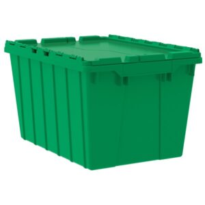 Akro-Mils Attached Lid Container, 12 gal, 21 1/2"L x 12 1/2"H x 15"W, Green, 1/Each