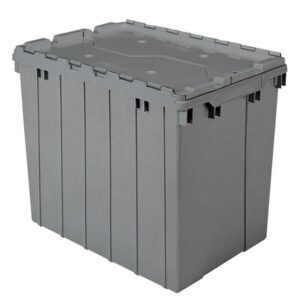 Akro-Mils Attached Lid Container, 17 gal, 21 1/2"L x 17"H x 15"W, Gray, 1/Each